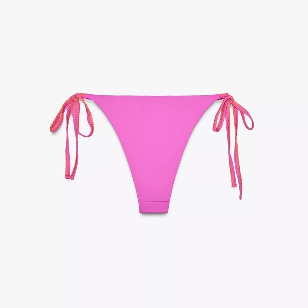 Zara Bright Pink Bikini Bottom with Tie Sides